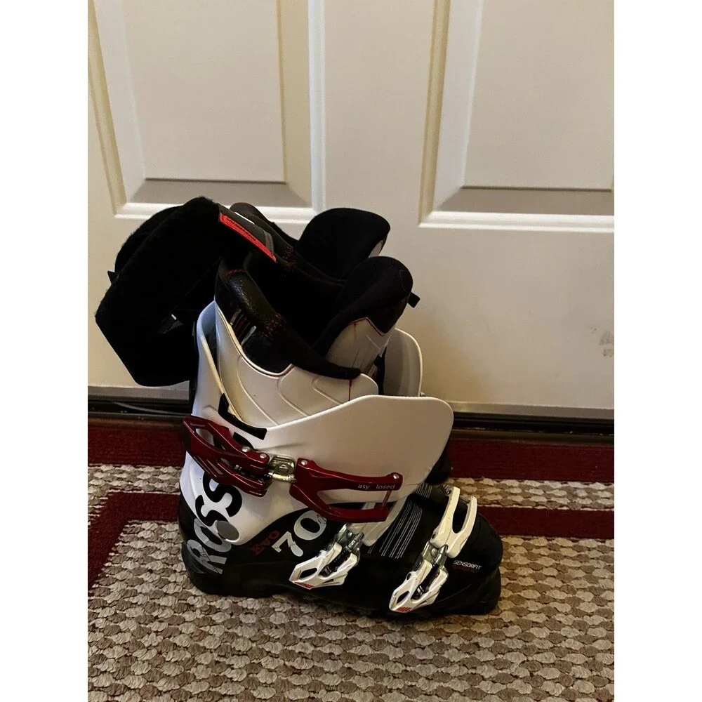 Rossignol Women's Ski Boots Black White Red 25.5 Alpine Downhill Ratchet Buckle
